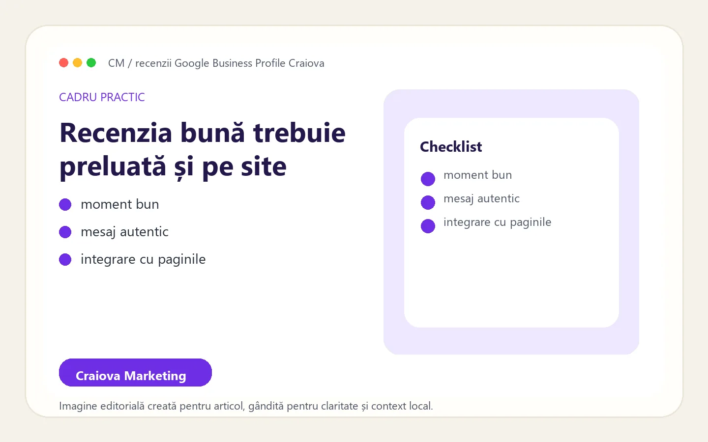 Cadru vizual pentru folosirea recenziilor în procesul de vânzare locală