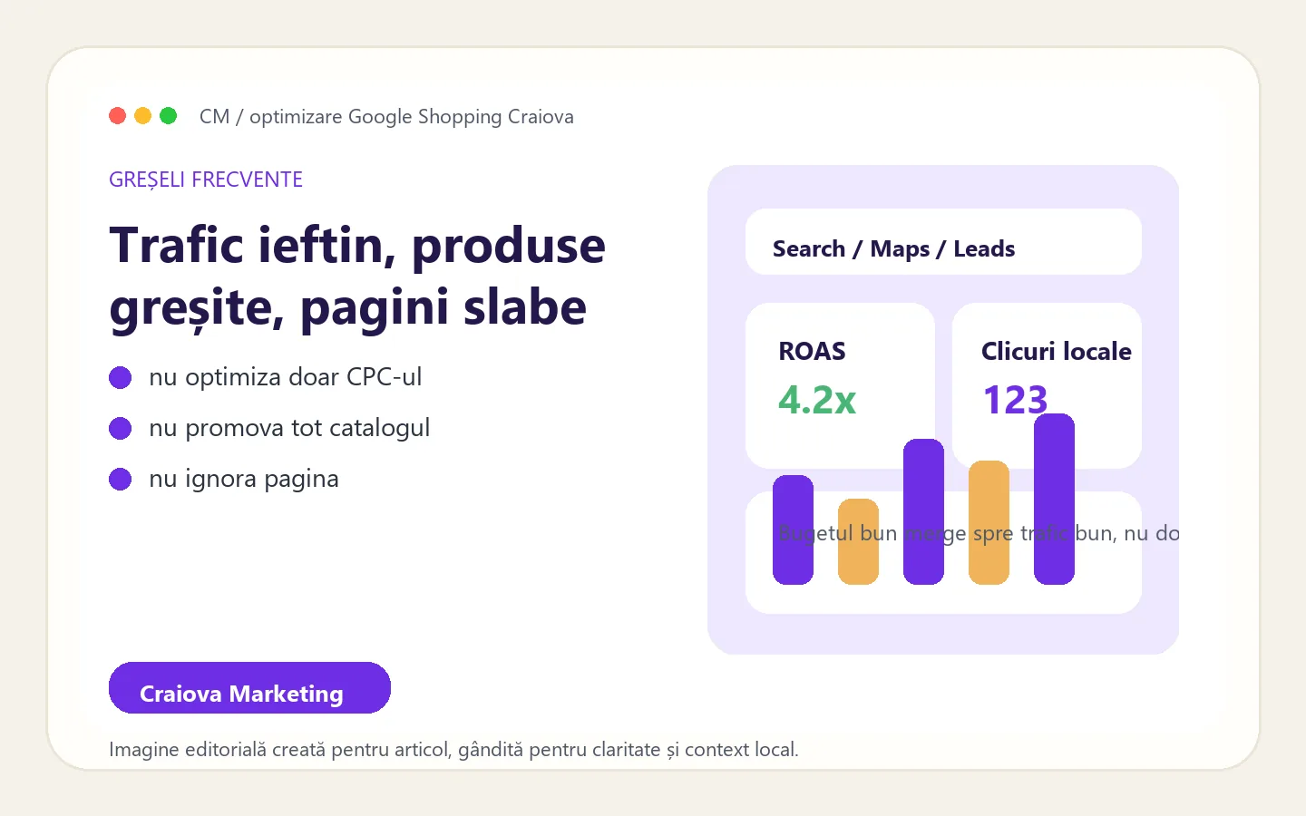 Ilustrație despre greșelile frecvente din Google Shopping pentru magazine locale