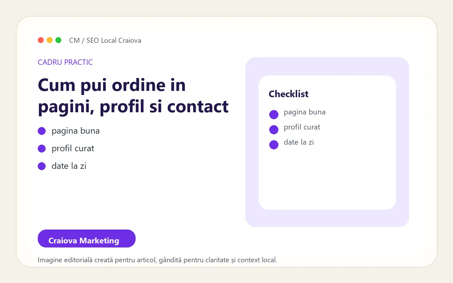 Cadru vizual pentru construirea vizibilitatii locale pe Google in Craiova