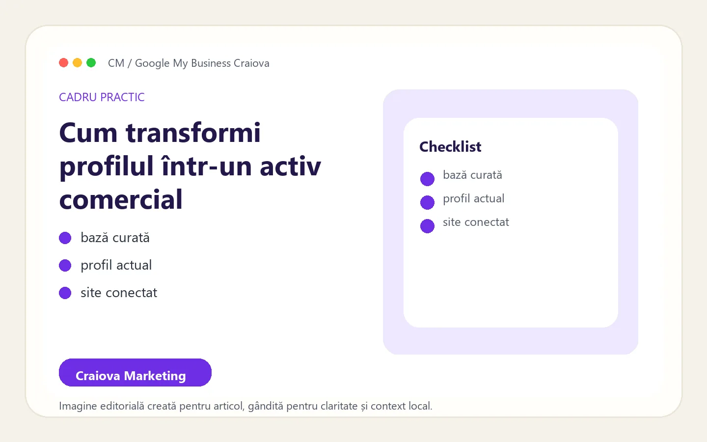 Cadru vizual pentru optimizarea avansată a unui profil Google Business Profile