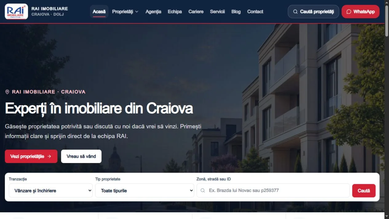 RAI Imobiliare: pagina principală pe desktop