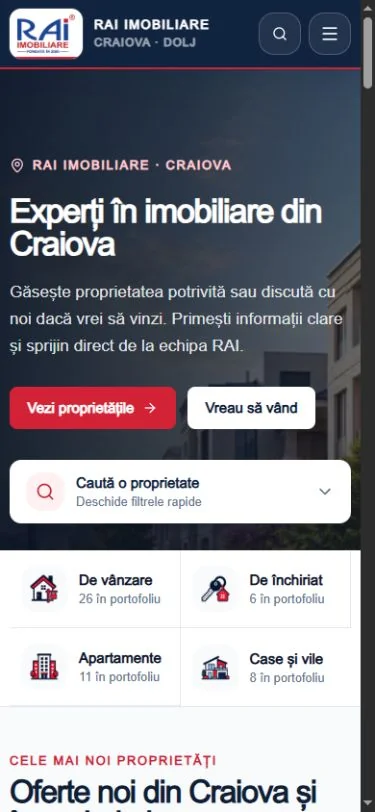 RAI Imobiliare: Pagina principală pe telefon