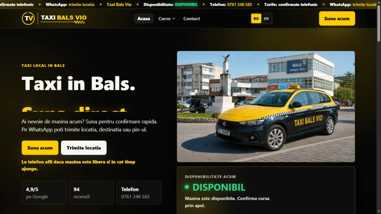 Site-ul Taxi Balș Vio